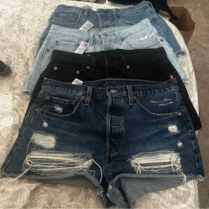 Women’s Distressed Denim Shorts - Dark Blue